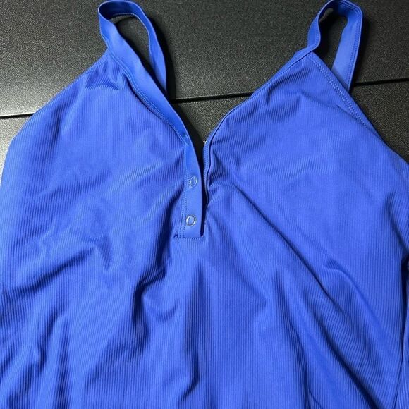Xhilaration Blue Ribbed Snap Front One Piece Size XL - Picture 8 of 8